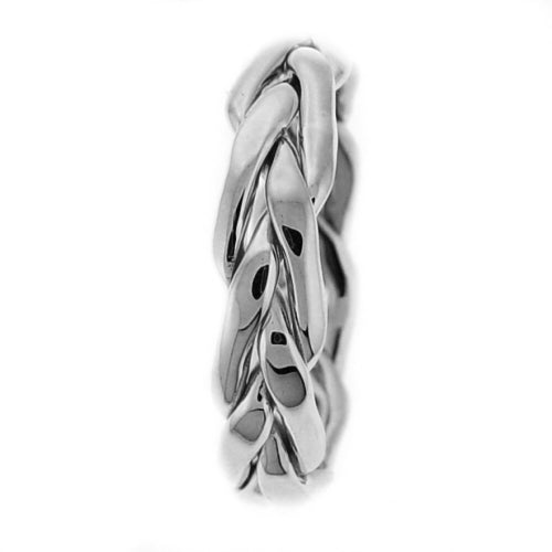 14K White Gold Hand Braided Ring