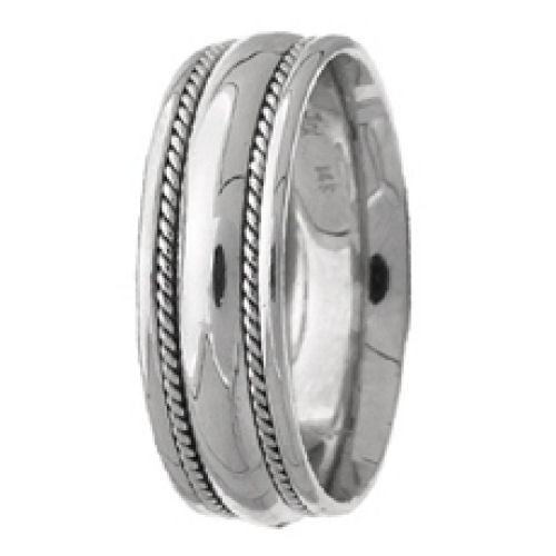 14K or 18K White Gold Hand Braided Rope Ring