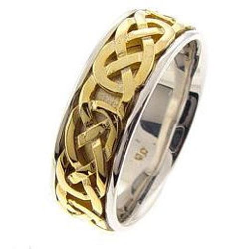 Titanium with 14K White or Yellow Gold Celtic Knot Ring