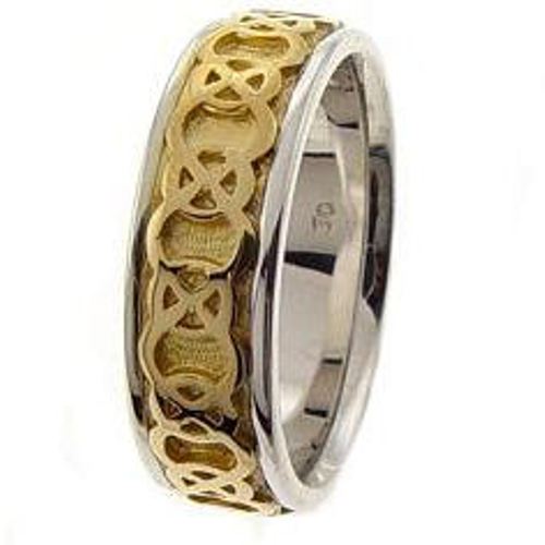 Titanium and 14K White or Yellow Gold Celtic Knot Ring