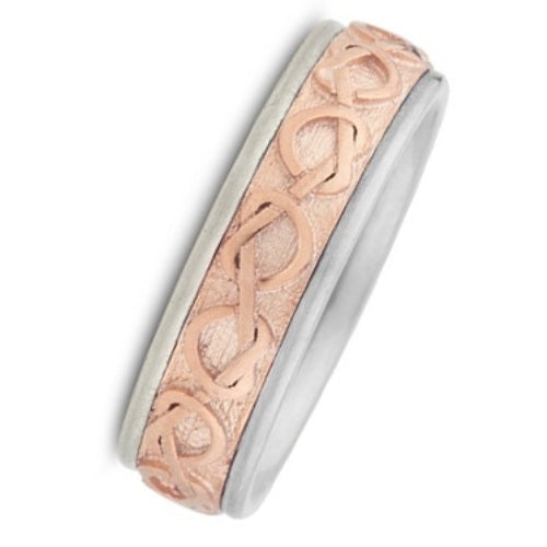 Titanium and 14K Rose and Yellow Gold Celtic Knot Ring