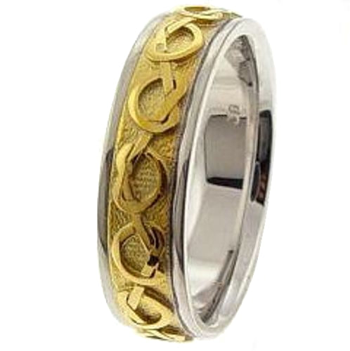 Titanium and 14K Rose and Yellow Gold Celtic Knot Ring