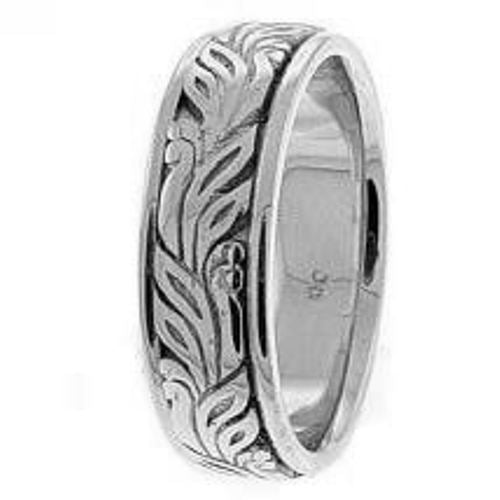 Silver or Titanium and 14K White Gold Celtic Ring