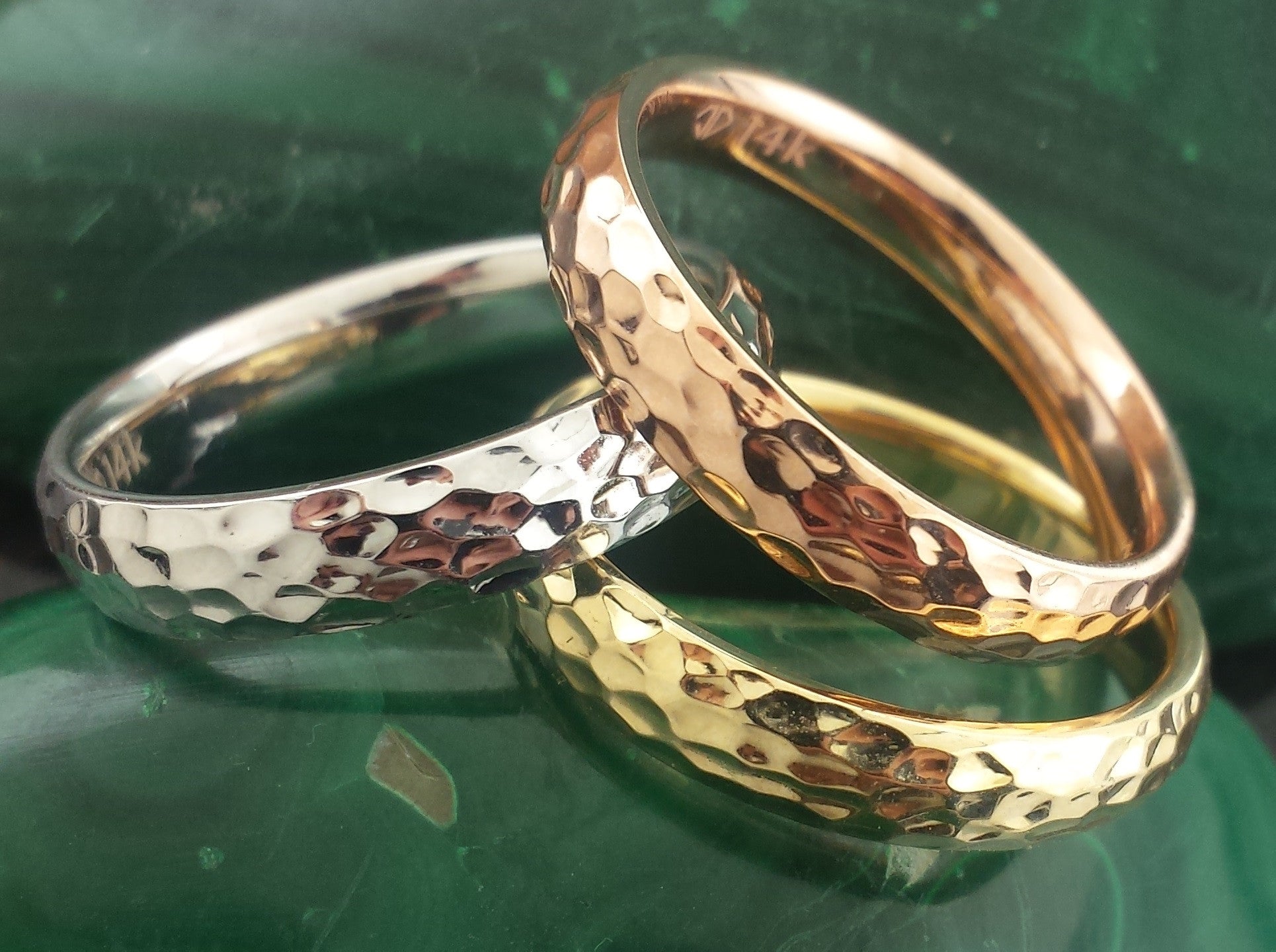5MM Hammered Finish Design Ring Bands