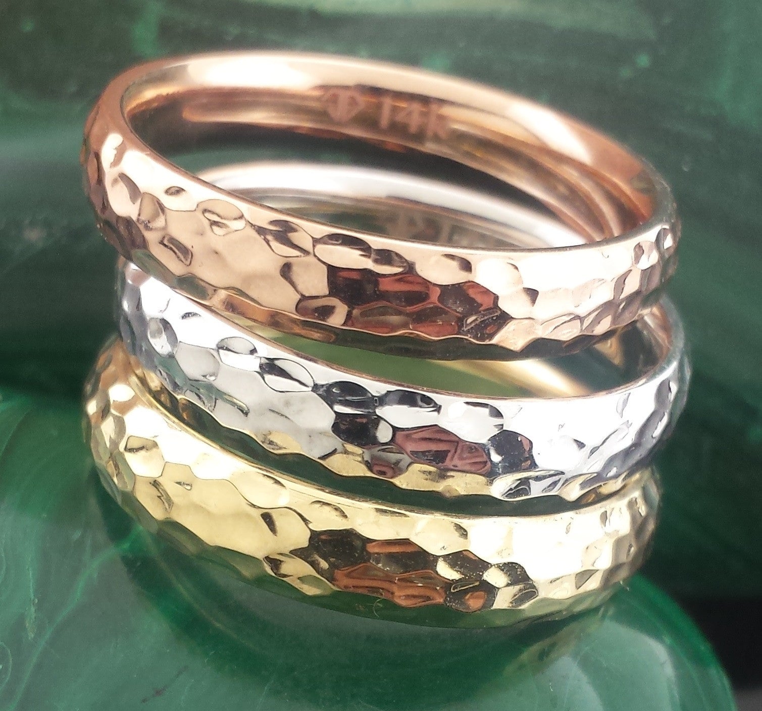5MM Hammered Finish Design Ring Bands
