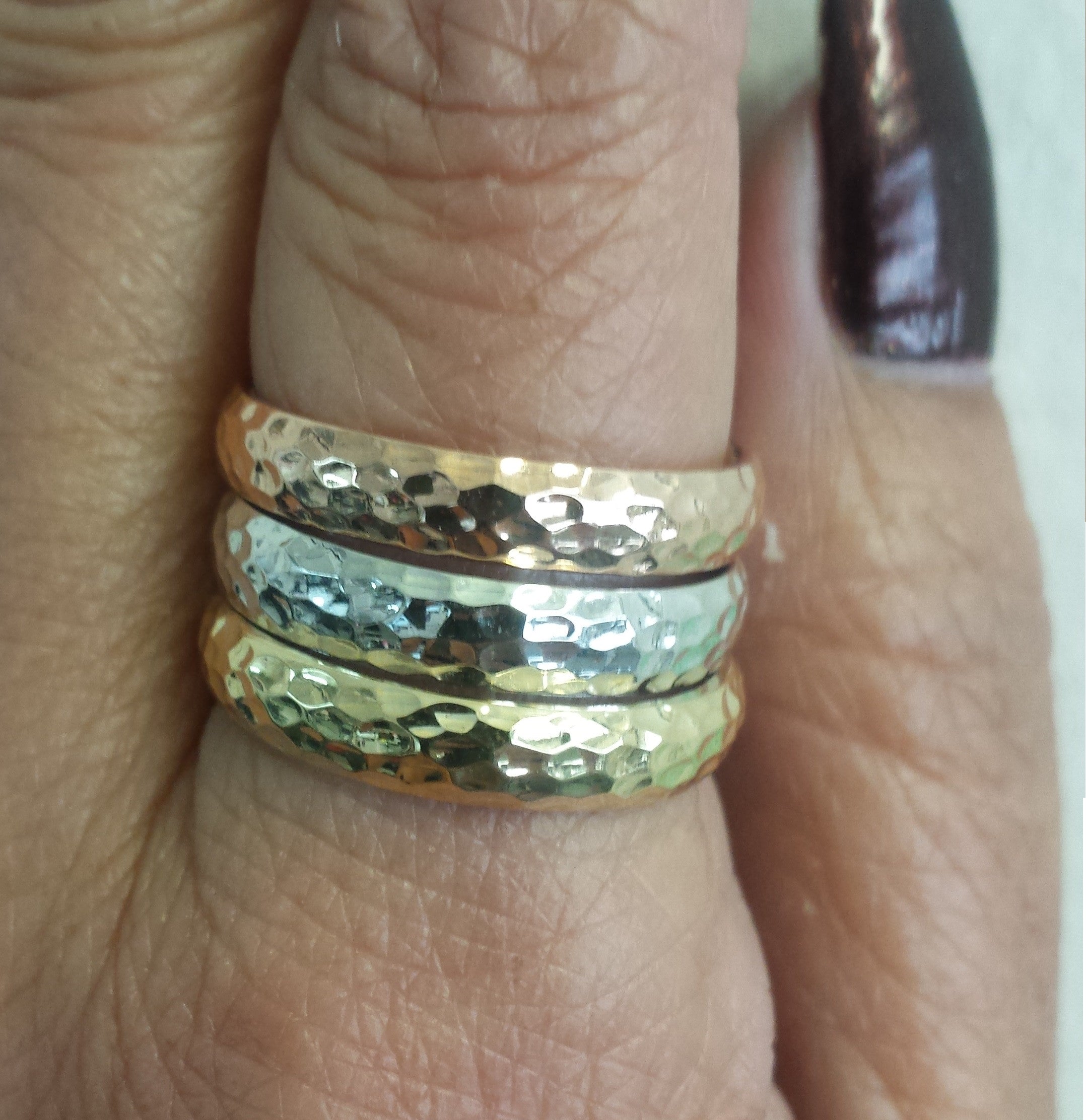 5MM Hammered Finish Design Ring Bands