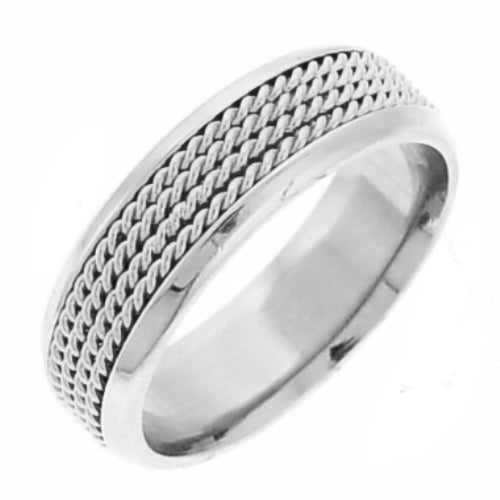 14K or 18K White Gold Hand Braided Ring