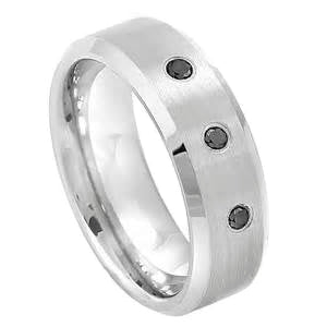 3 Stone Black Diamond Ring Band