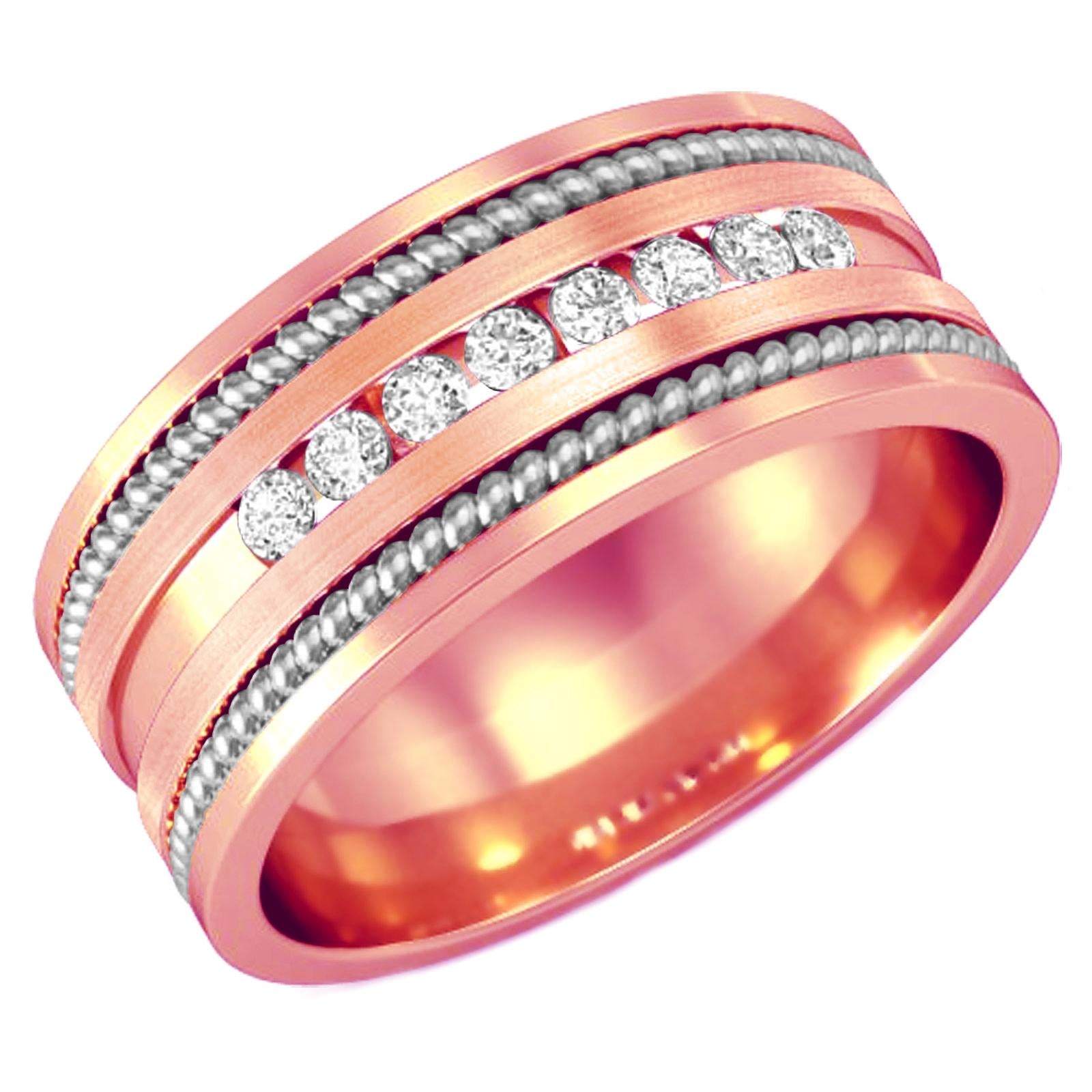 Eight Stone Diamond Hand Braided Cord Ring Band