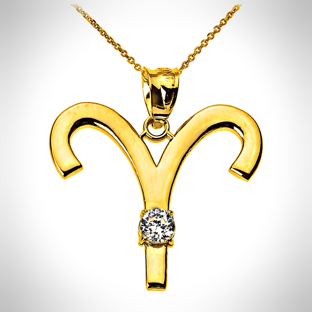 Birthstone Aries (Mar 21-Apr 19) Zodiac Sign Pendant Necklace