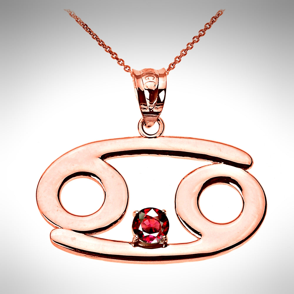 Birthstone Cancer (June 22 to July 22) Zodiac Sign Pendant Necklace