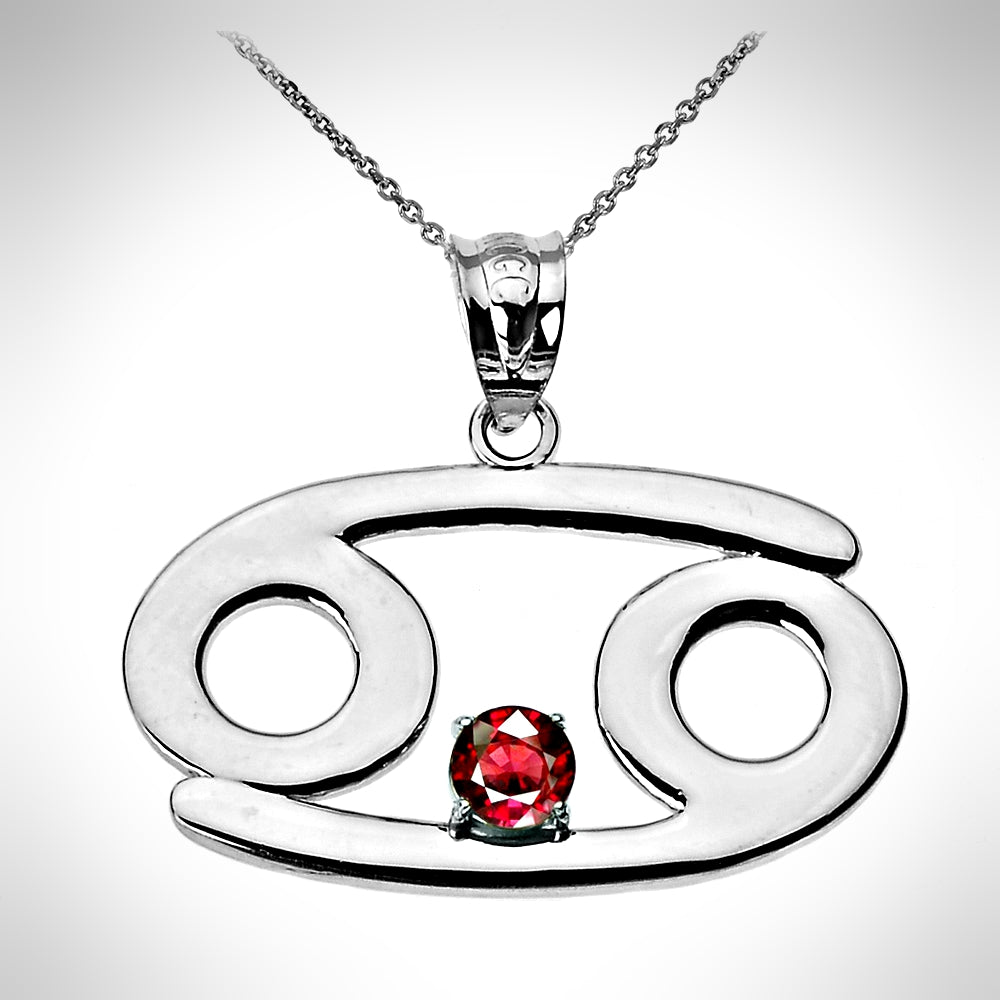 Birthstone Cancer (June 22 to July 22) Zodiac Sign Pendant Necklace