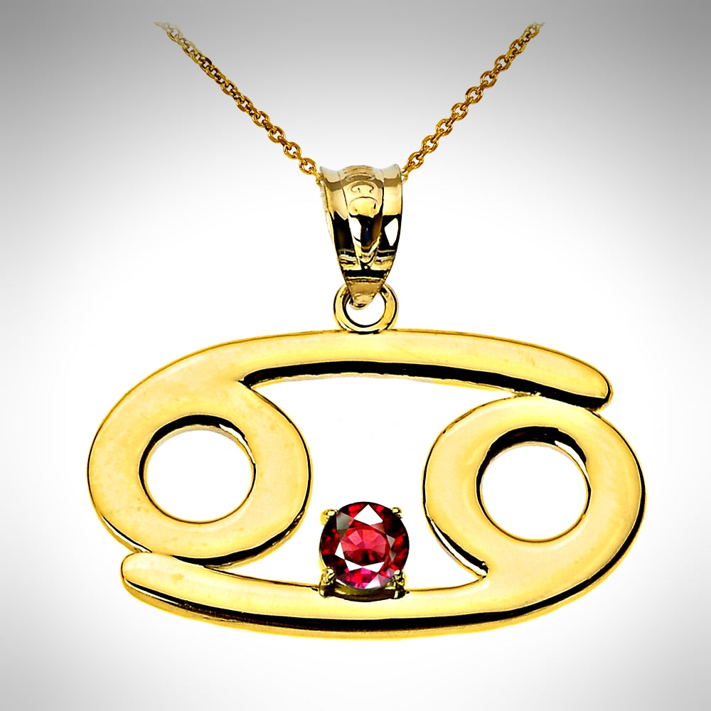 Birthstone Cancer (June 22 to July 22) Zodiac Sign Pendant Necklace