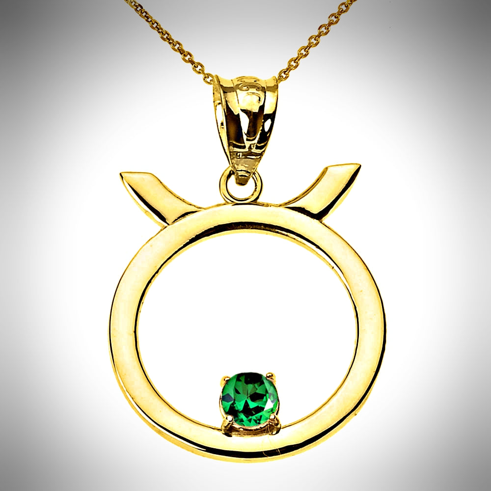 Birthstone Taurus (Apr 20-May 20) Zodiac Sign Pendant Necklace