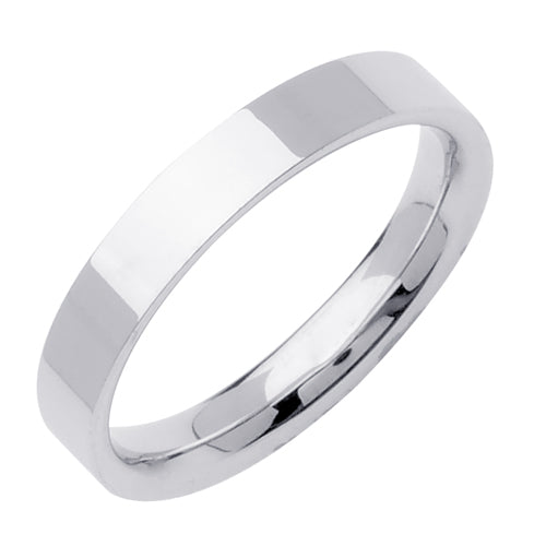 Plain 14K White Gold 5MM Traditional Flat Top Pipe Design Ring Band