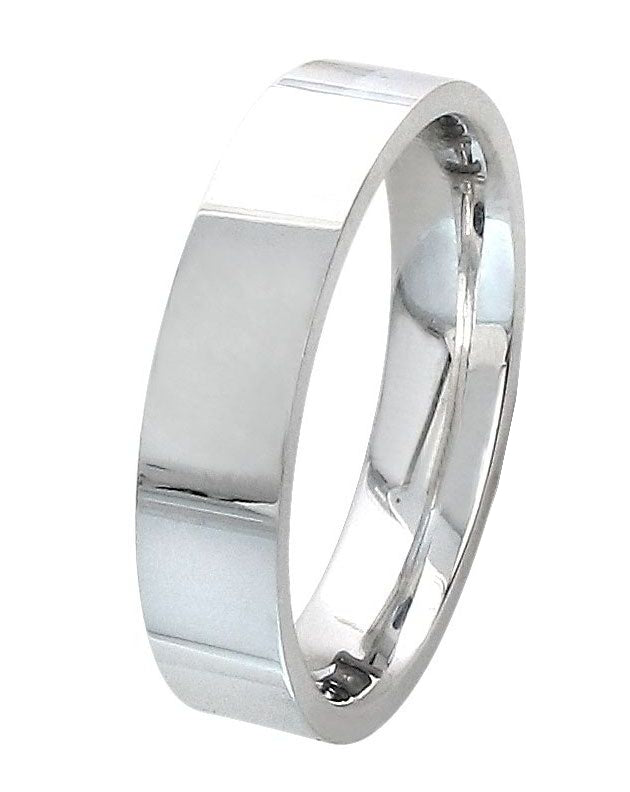Plain 14K White Gold 6MM Traditional Flat Top Pipe cut Design Ring Band