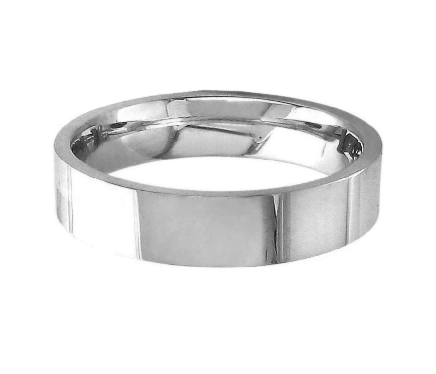 Plain 14K White Gold 6MM Traditional Flat Top Pipe cut Design Ring Band