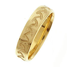 14K or 18K Yellow Gold Carved Center Ring