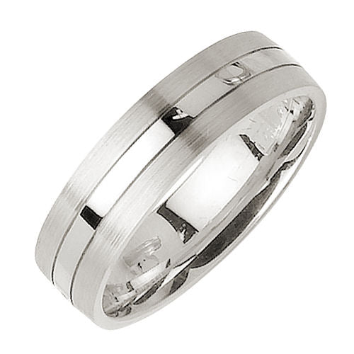 Silver or Titanium With 14K White Gold Ring