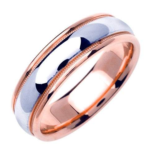 14K or 18K White and Rose Gold Miligrain Ring