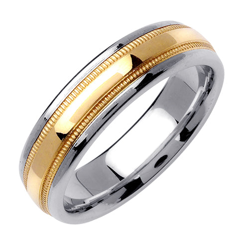 14K or 18K White and Yellow Gold Miligrain Ring