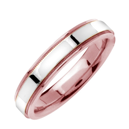 14K or 18K White and Rose Gold Miligrain Ring