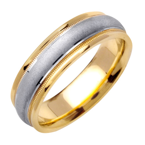 14K Yellow and White Gold Milgrain Ring