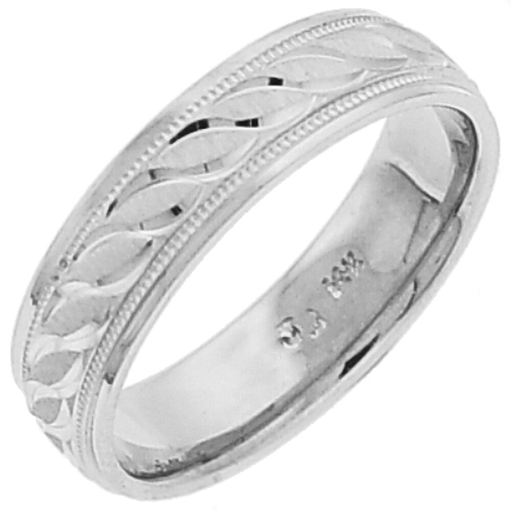 14K or 18K White Gold Carved Ring