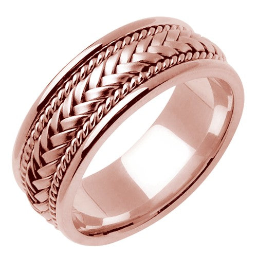 18k Rose or White/Rose Hand Braided Ring Band