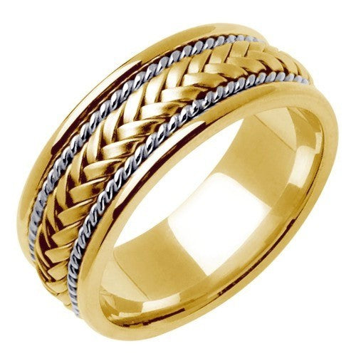 14k Yellow/White Ropes or White/Rose Ropes Hand Braided Ring Band