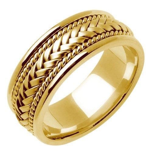 18k White or Yellow Hand Braided Ring Band
