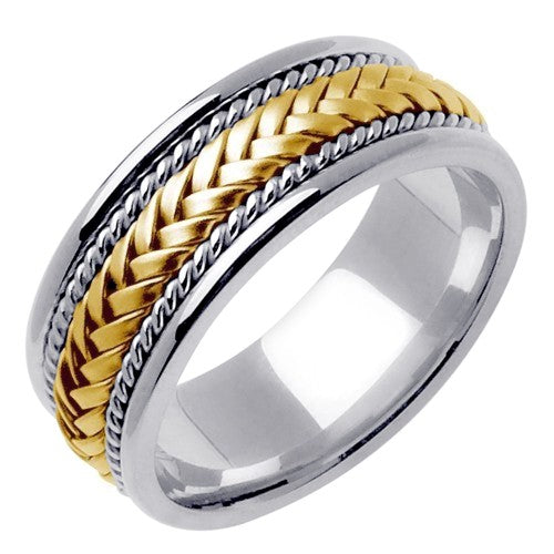 Silver/Yellow or Silver/Rose 14k Gold Hand Braided Ring Band