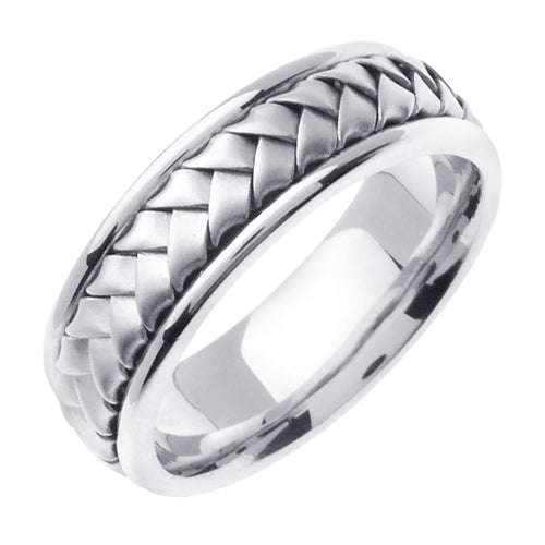Silver and white or Tri-color Gold Hand Braided Design Ring Band