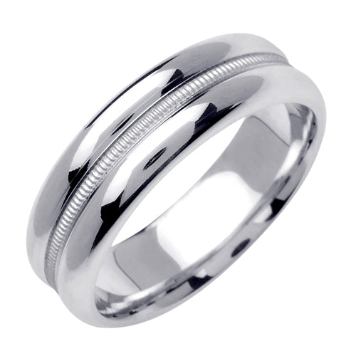 14K or 18K White Milligrain Center Ring