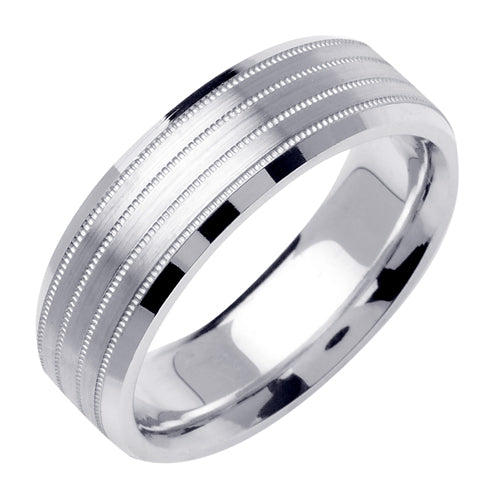 14K or 18K White Milligrain Center Ring