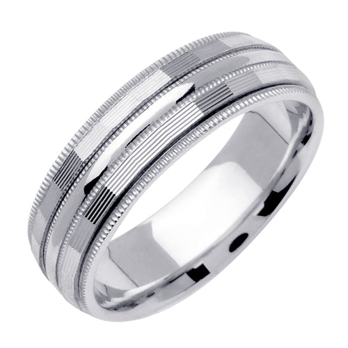 14K or 18K White Grooved Ring