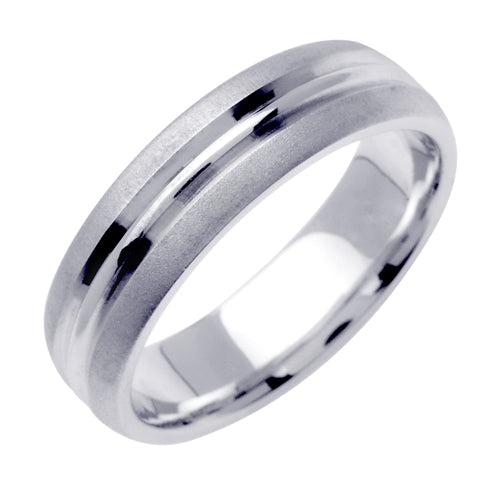 14K or 18K White Grooved Ring