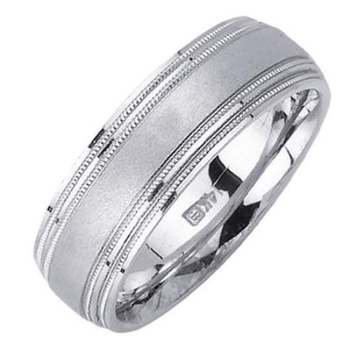 14K or 18K White Gold Milligrain Ring