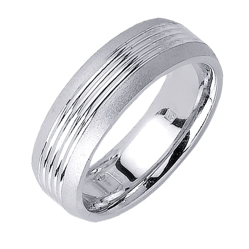 14K or 18K White Gold Grooved Ring