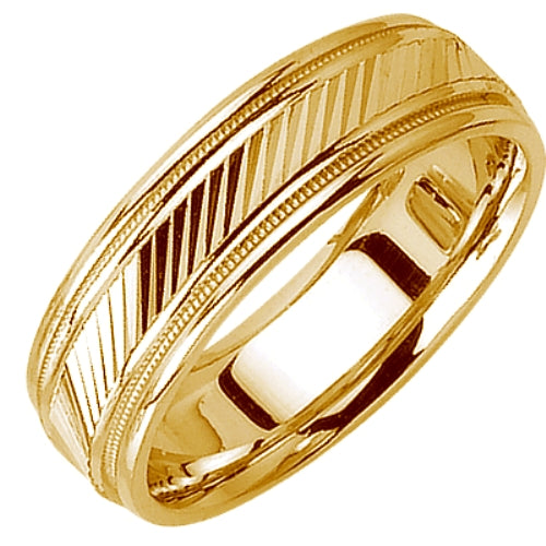 14K or 18K Yellow Gold Carved Ring
