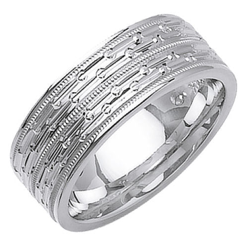 14K or 18K White Gold Milligrain Ring