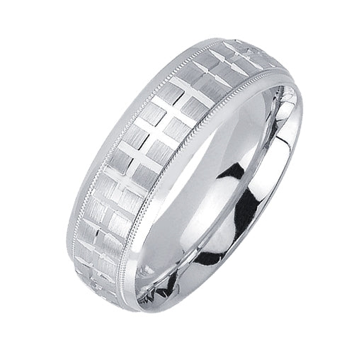 14K or 18K White Gold Carved Ring