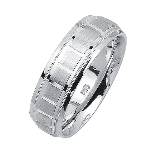 14K or 18K White Gold Carved Ring