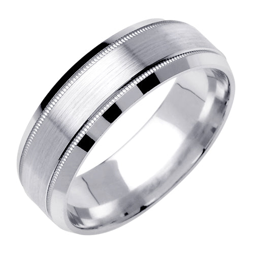 14K or 18K White Gold Plain Miligrain Ring