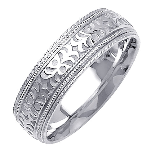 14K or 18K White Gold Engraved Ring