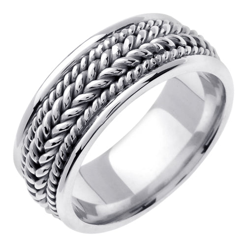 Titanium/White or Titanium/Yellow 14k Hand Braided Ring Band