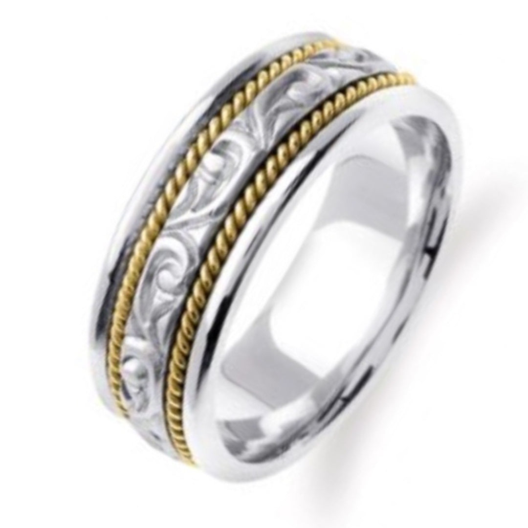 18K Yellow/White Celtic Design With Cord Braid