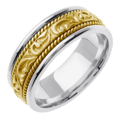 14K White/Yellow Celtic Design With Cord Braid