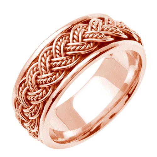 18k Rose or Rose/White Hand Braided Ring Band