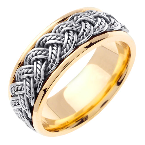 14K Yellow/White Hand Braided Ring Band